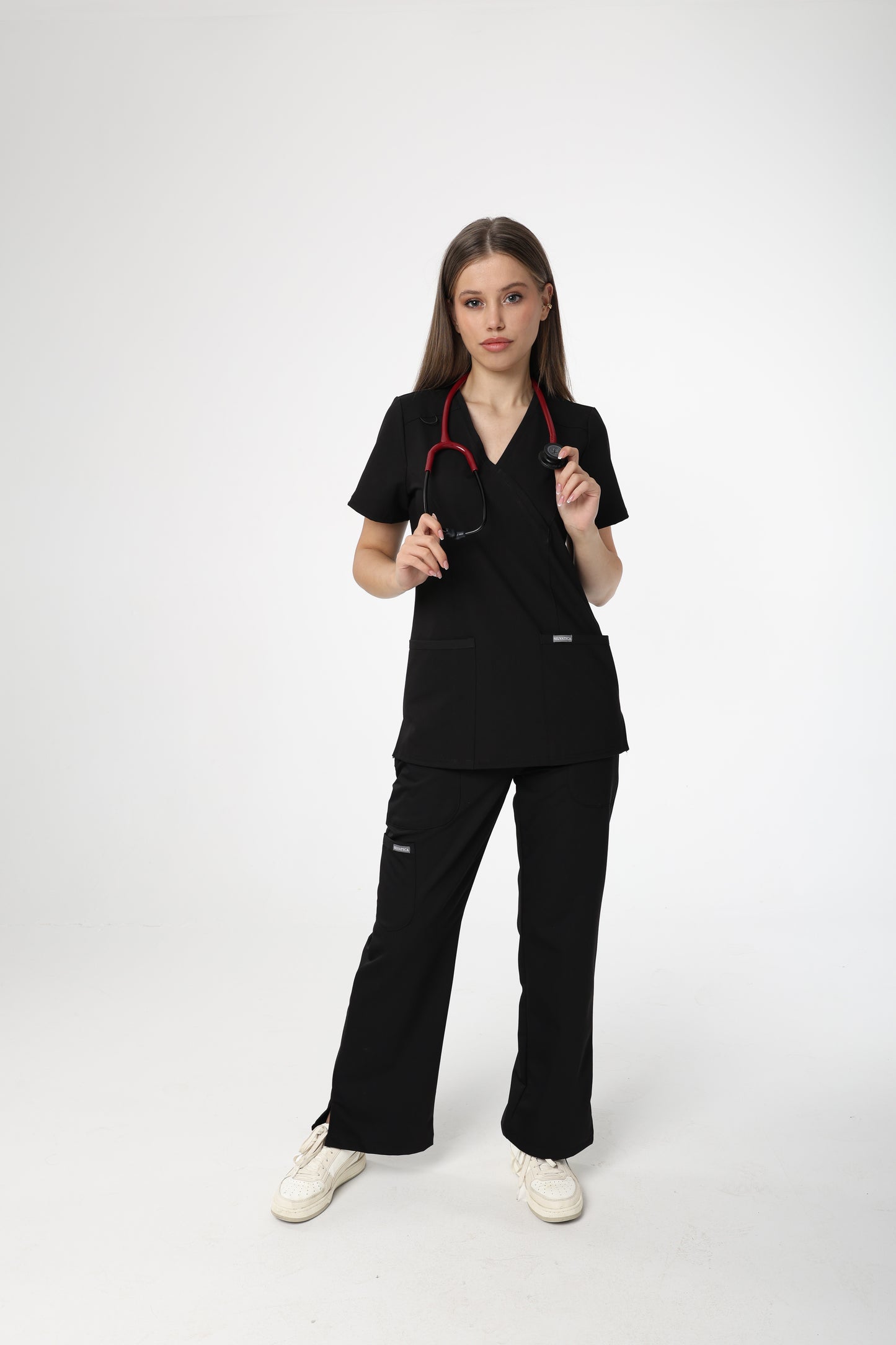 Silvatica Marfa® Kadın Medikal Pantolon – Black | Premium Scrubs Alt