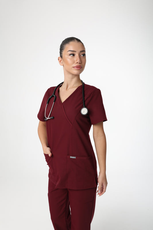 Silvatica Marfa® Kadın V Yaka Üst – Burgundy | Premium