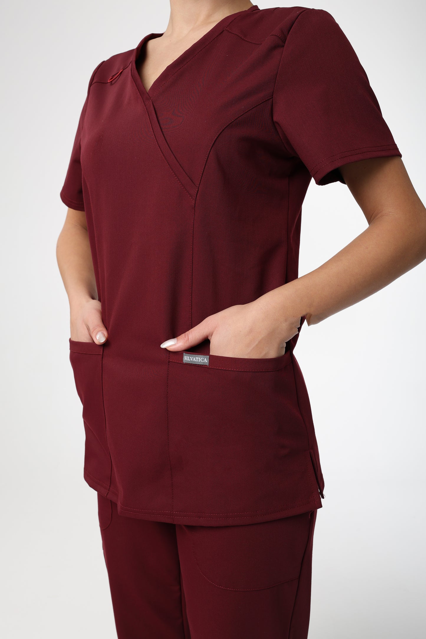 Silvatica Marfa® Kadın V Yaka Üst – Burgundy | Premium
