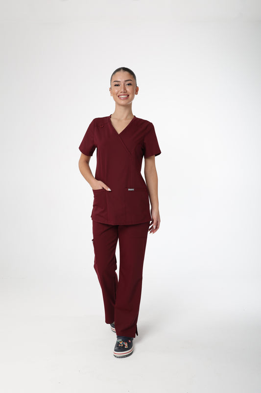 Silvatica Marfa® Kadın Medikal Pantolon – Burgundy | Premium Scrubs Alt
