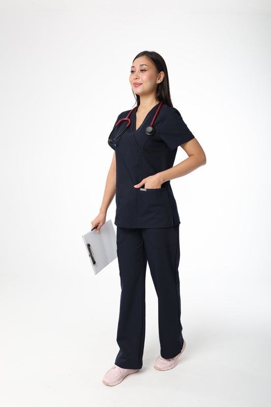 Silvatica Marfa® Kadın Medikal Pantolon – Navy Blue | Premium Scrubs Alt