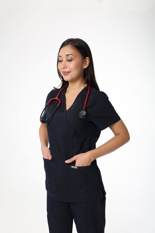 Silvatica Marfa® Kadın V Yaka Üst – Navy Blue | Premium