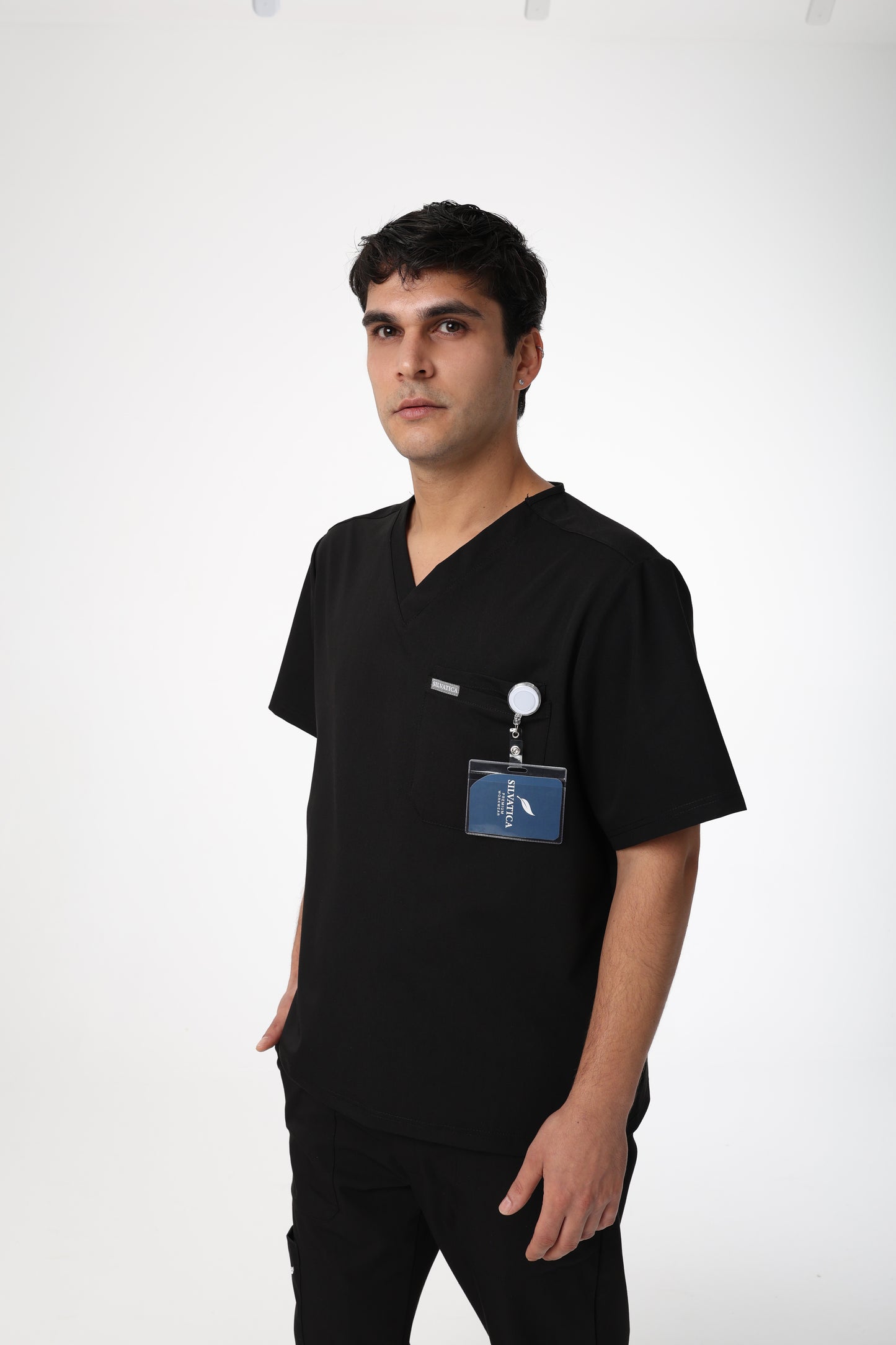 Silvatica Ares ® Erkek Medikal Pantolon – Black Petite & Regular | Premium Scrubs Alt
