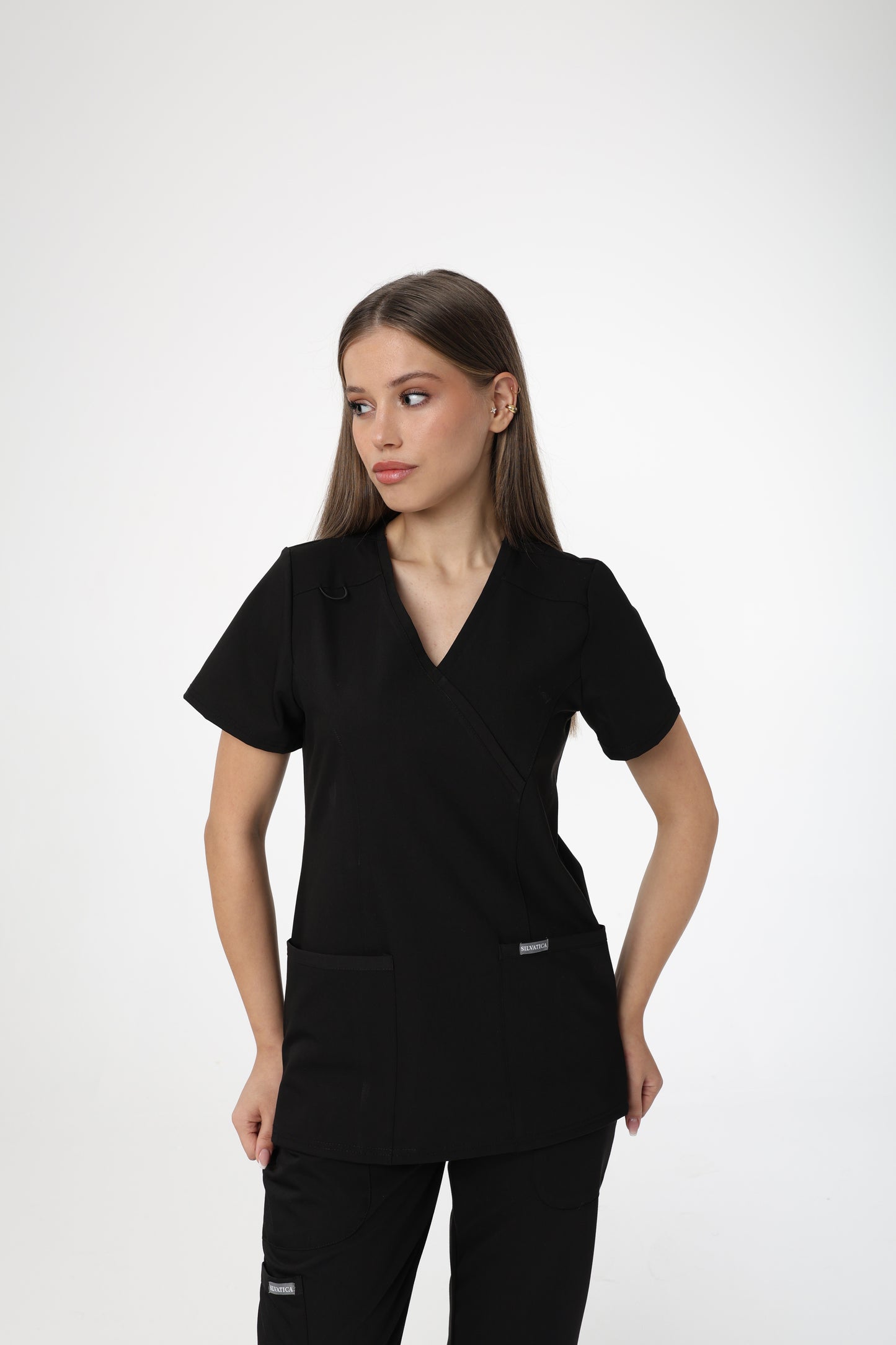 Silvatica Marfa® Kadın V Yaka Üst – Black | Premium