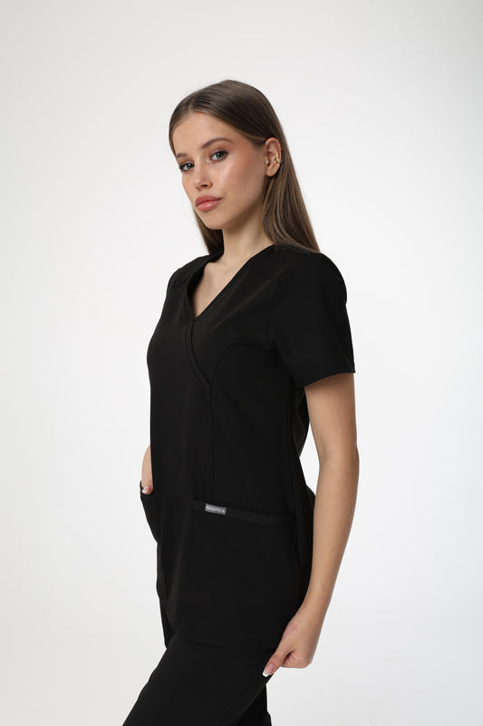 Silvatica Marfa® Kadın V Yaka Üst – Black | Premium