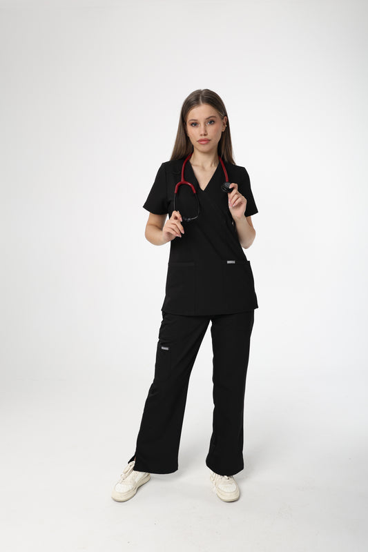 Silvatica Marfa® Kadın Medikal Pantolon – Black | Premium Scrubs Alt