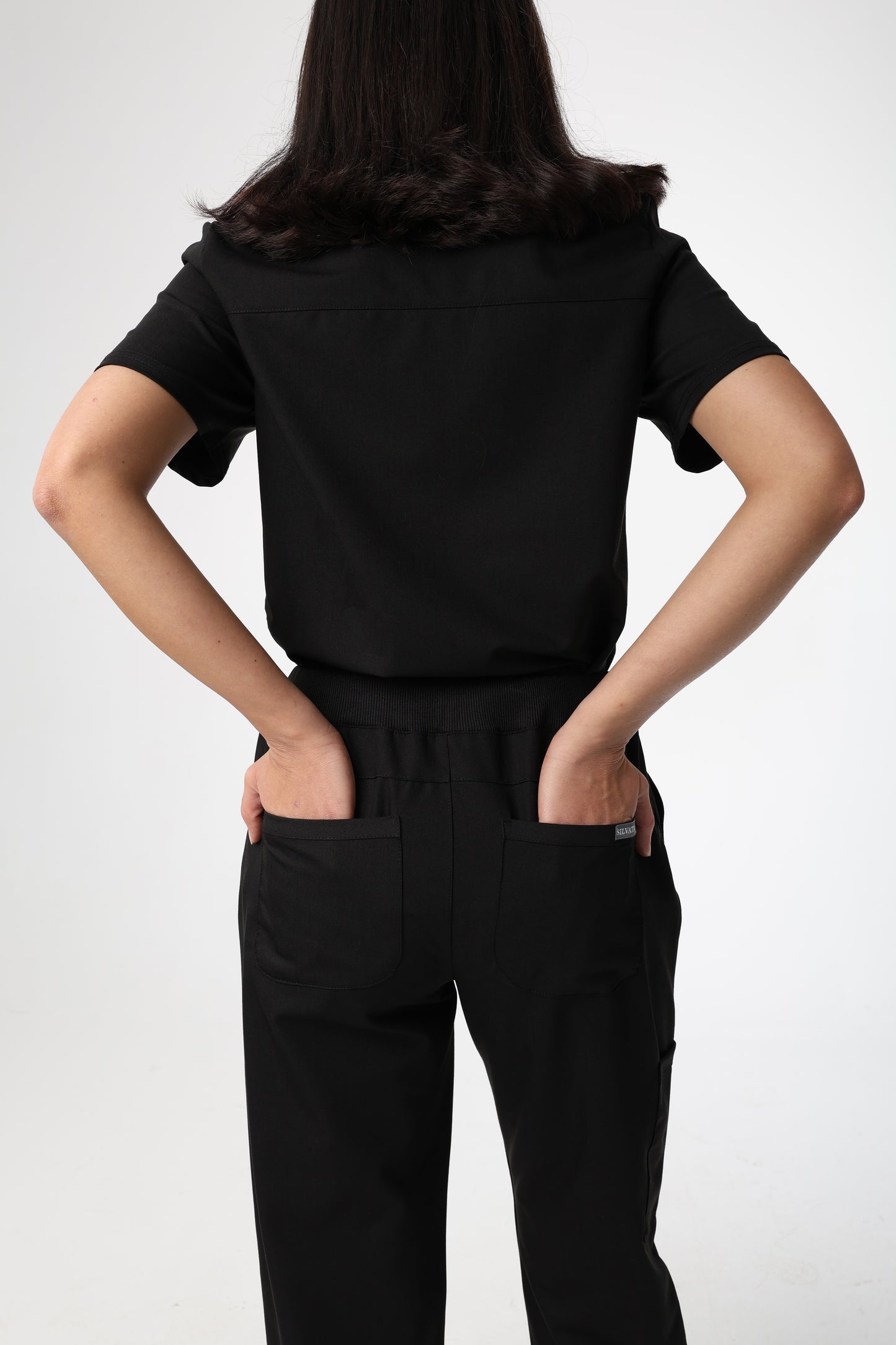 Silvatica Luna® Kadın Jogger Scrub Pantolon – Black, Petite & Regular | Premium Tailored Fit