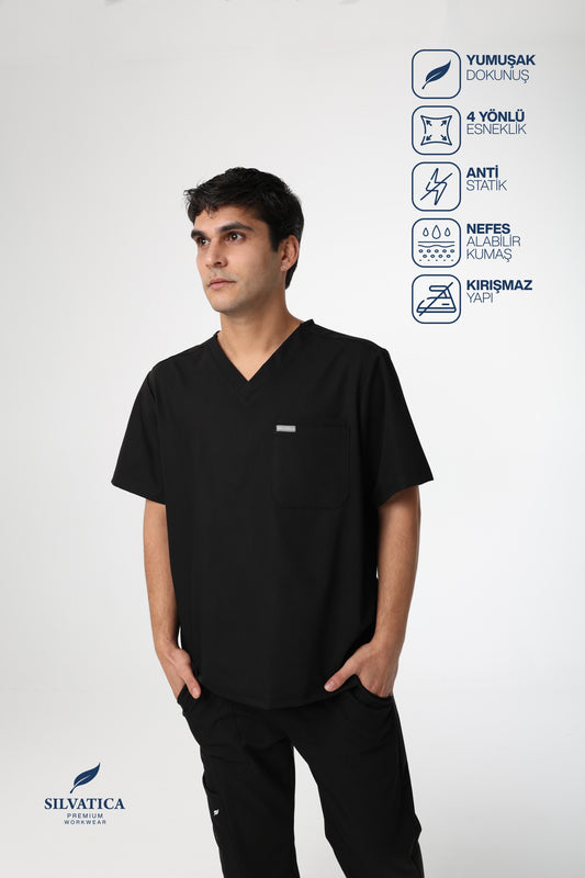 Silvatica Ares ®  Erkek V Yaka Üst – Black | Premium