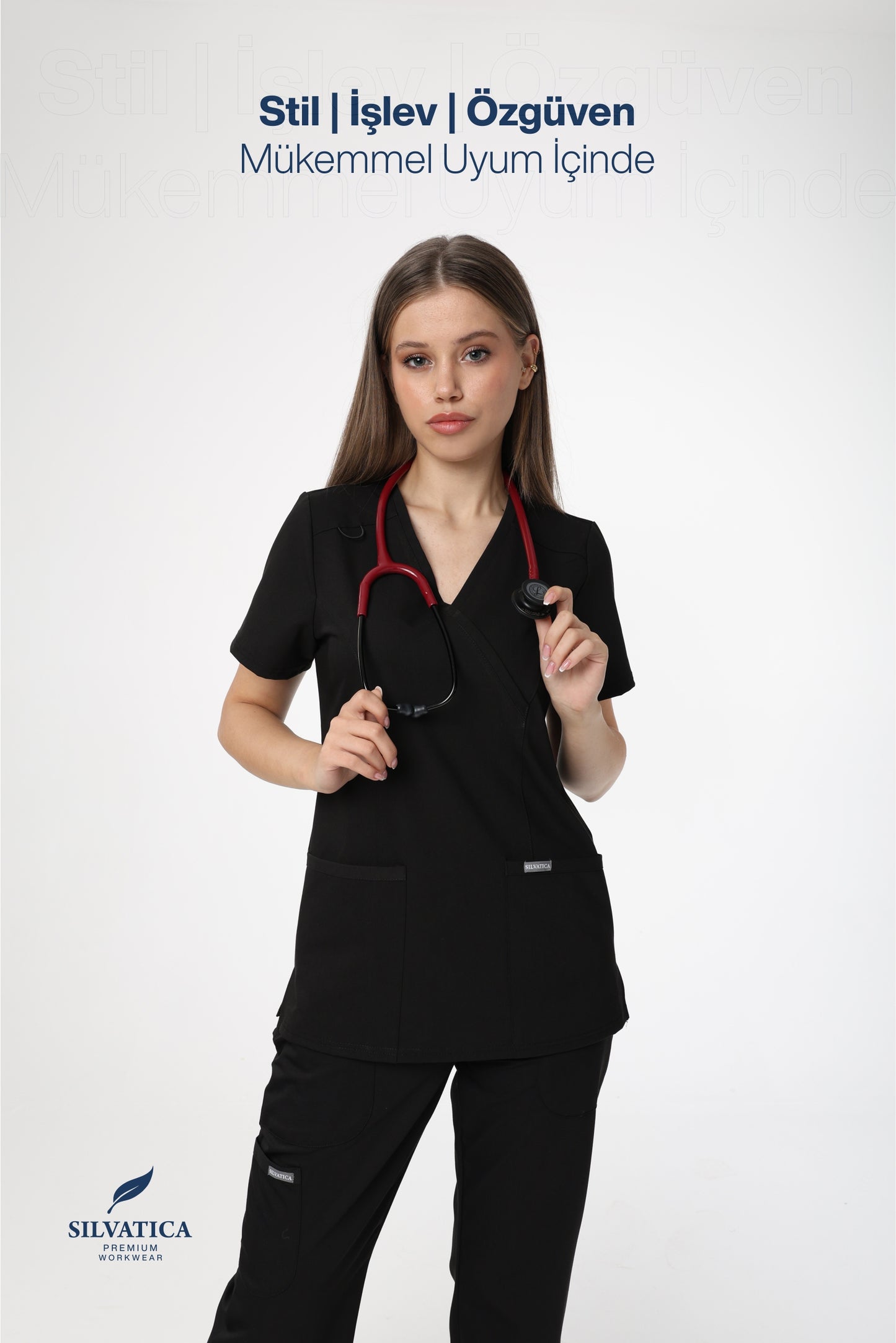 Silvatica Marfa® Kadın V Yaka Üst – Black | Premium